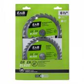 EAB Go Green Recyclable Framing Saw Blade Combo Pack - 6 1/2-in Dia - 24T and 36T - C2 ATB Carbide Teeth