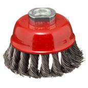 EAB Stay Sharp Knotted Wire Brush Cup - 3-in dia - 5/8-11-in Threaded Arbour - Carbon Steel