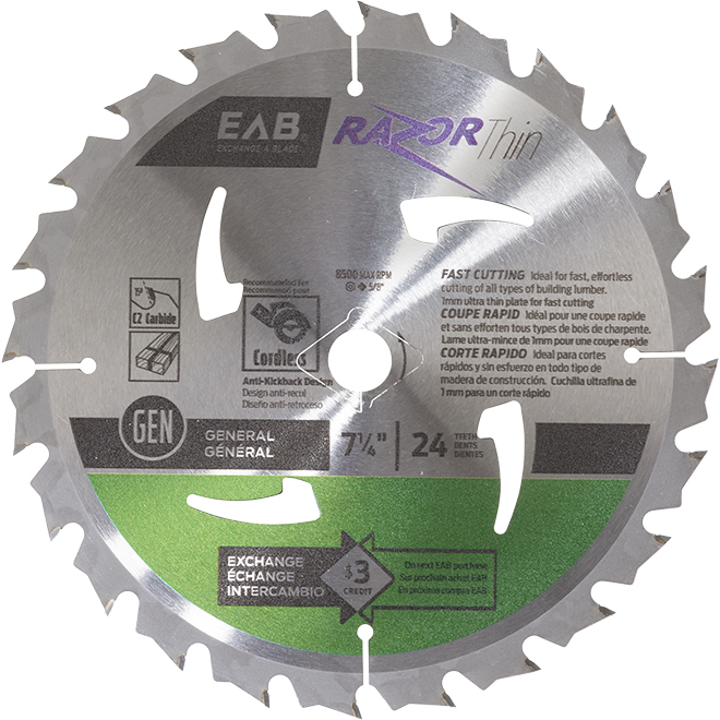 Image of Exchange-A-Blade | EAB Cross Cutting Blade - Circular Shape - Carbide - Lumber Utilization | Rona