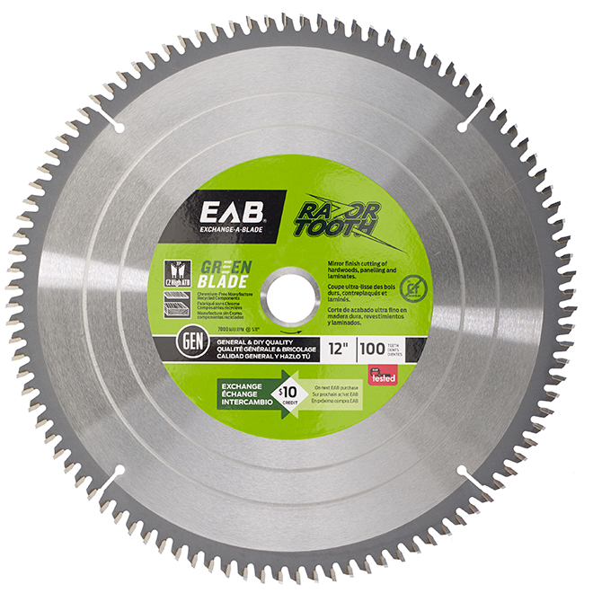 EAB Green RazorTooth Finishing Circular Blade - 12-in Dia - 120 Tooth - Alloy Steel