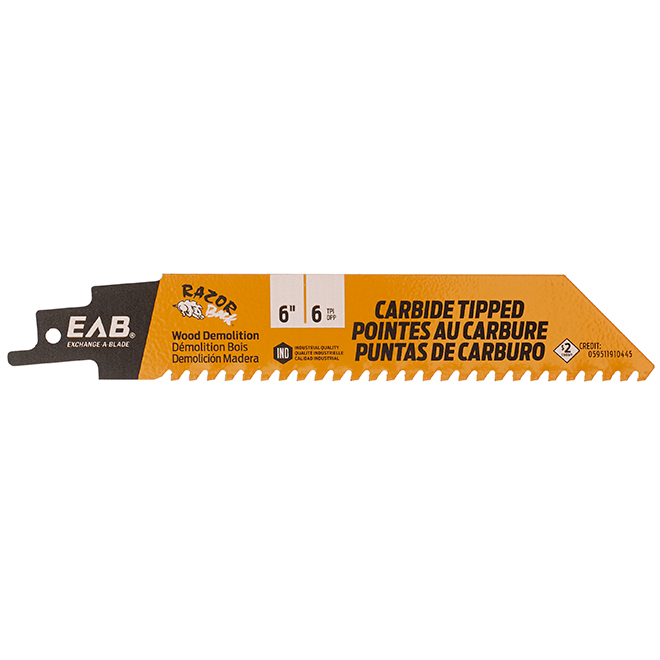 Exchange-A-Blade Exchangeable Industrial Reciprocating Blade - 6-in Dia - 6 TPI - Carbide-Tipped