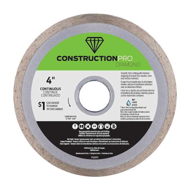 Construction Pro EAB Diamond Blade with Continuous Rim - 4-in