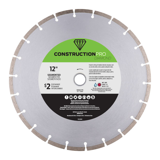 Construction Pro EAB Diamond Blade with Segmented Rim - 12-in