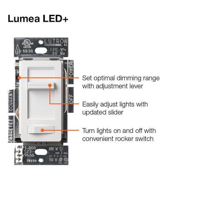 Lutron Lumea Dimmer LED White 150W 120V