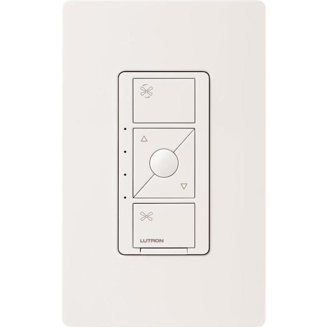 Commande de vitesse Caseta Lutron intelligent unipolaire sans fil pour ventilateur blanc