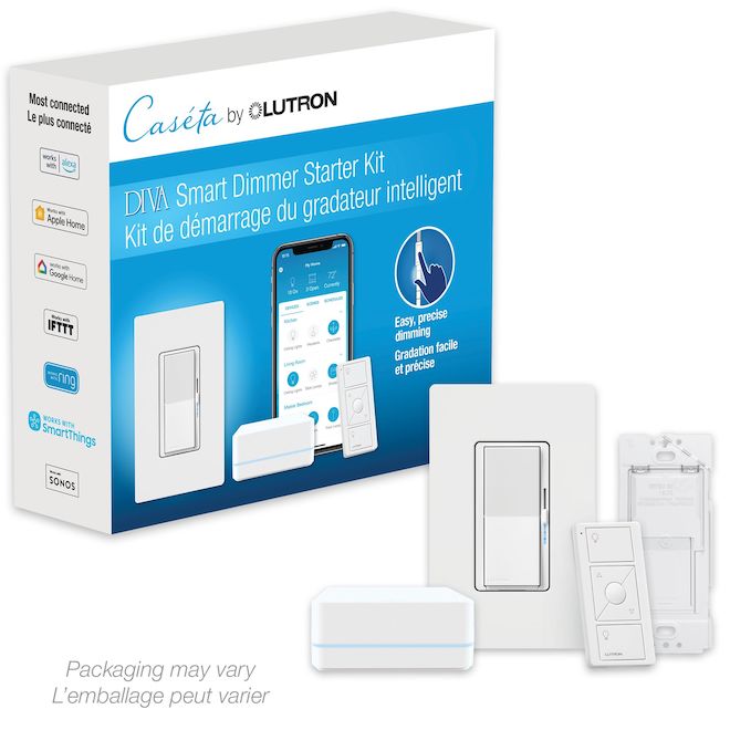 Lutron Caseta 150 W Smart Dimmer Starter Kit - White
