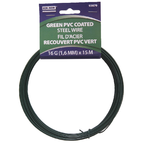 PVC Coated Steel Wire - 15 m - 16 Gauge - Green