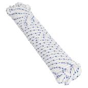 Ben-Mor Diamond-Braided Rope Clothesline - Polyester - White and Blue - 1/4-in x 100-ft