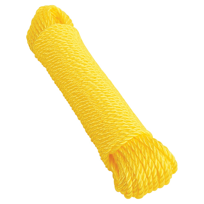 Ben-Mor Twisted Polypropylene Rope - 3 Strands - Yellow - 100-ft x 1/4-in