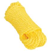 Ben-Mor Twisted Polypropylene Rope - 3 Strands - Yellow - 50-ft x 3/8-in