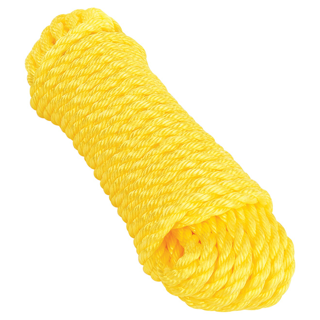 Ben-Mor Twisted Polypropylene Rope - 3 Strands - Yellow - 50-ft x 1/2-in