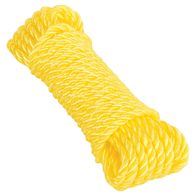 Ben-Mor Twisted Polypropylene Rope - 3 Strands - Yellow - 25-ft x 1/4-in