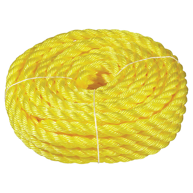Ben-Mor Twisted Polypropylene Rope - 3 Strands - Yellow - 50-ft x 3/4-in