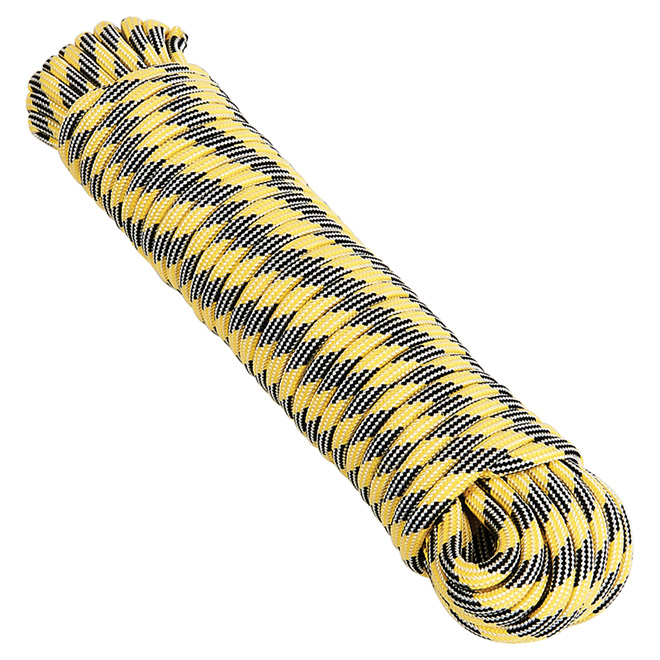 Ben-Mor High-Visibility Braided Rope - Polypropylene - Black and Yellow - 50-ft x 1/4-in