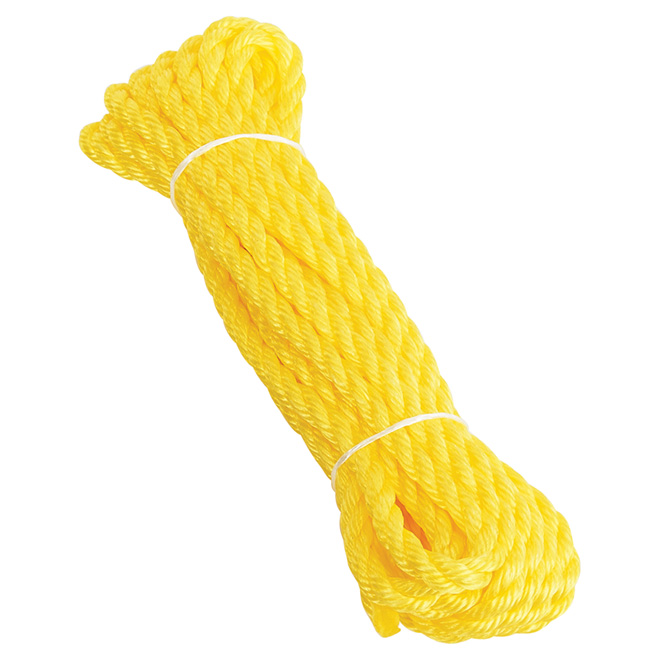 Ben-Mor Twisted Polypropylene Rope - 3 Strands - Yellow - 25-ft x 1/2-in