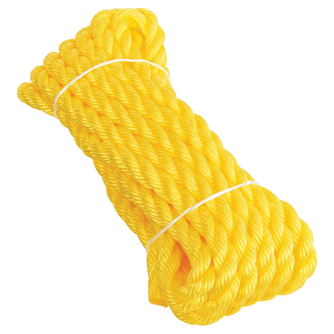 Ben-Mor Twisted Polypropylene Rope - 3 Strands - Yellow - 25-ft x 3/4-in  60163-PRE