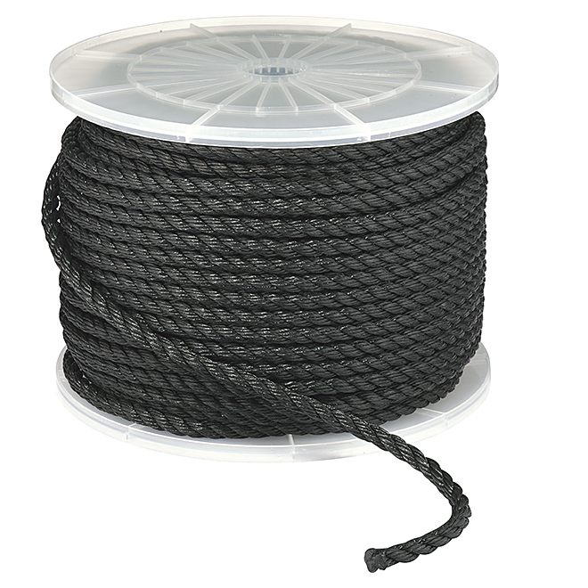 Twisted Rope 3/16x600ft Black Polyethylene EVERSTRONG Poly
