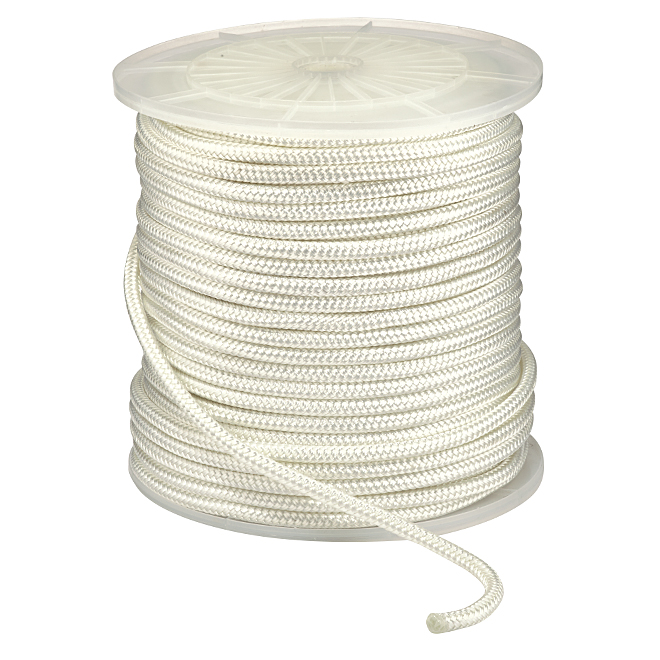 Corde tressée en losange KingCord, nylon, résiste à l'usure, SWL-135 lb,  blanc, 3/8 po x 100 pi