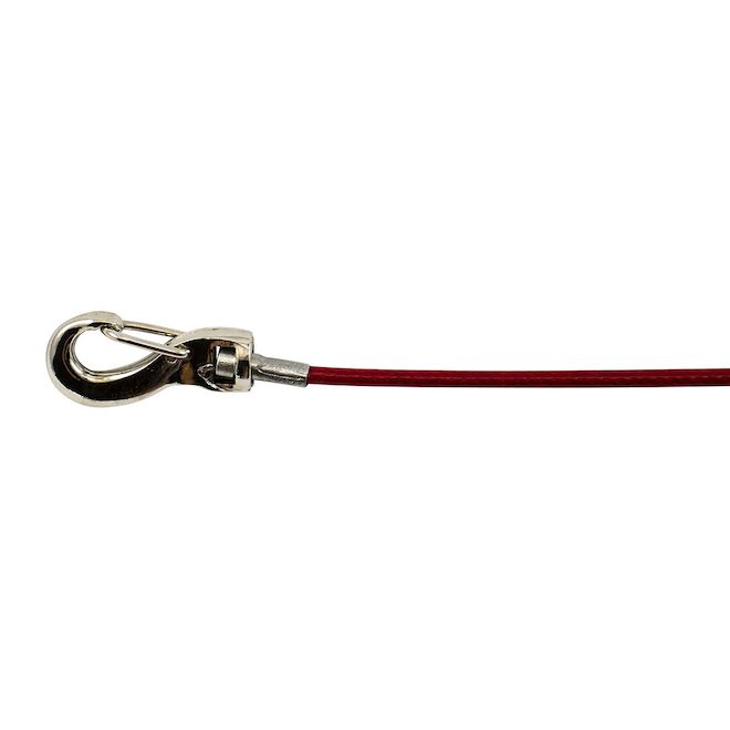 Attache pour chien moyen Ben-Mor 20 pi en acier rouge