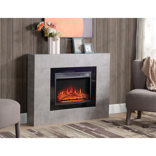 Style Selections Rossa Electric Fireplace with Timer - 23-in - Cement Ash