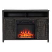 Style Selections Fluda TV Stand with Electric Fireplace - Barn Doors - Brown