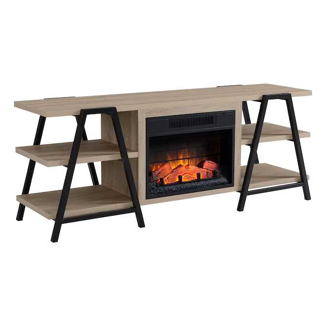 allen + roth Matte Black Electric Fireplace Can Accomodate 60-in TV