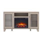 LANDON&CO Electric Fireplace with Storageand Adjustable Shelves Natural Beige