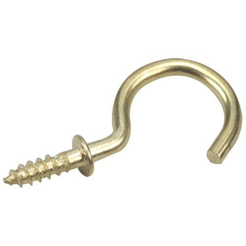 Cup Hook - 7/8" - Brass Finish - 6-Pack