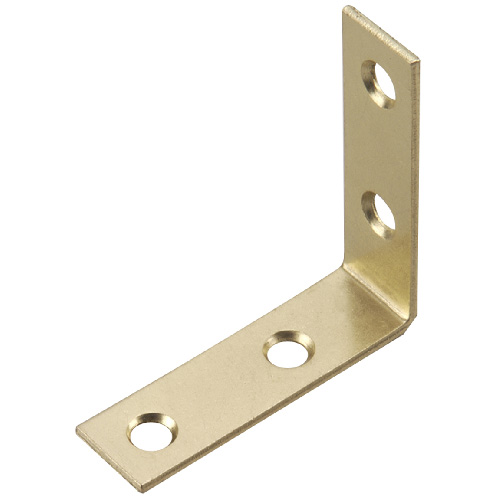 Onward L-Shape Corner Brace - 2-in L x 5/8-in W - Steel - Brass Plated - 4 Per Pack