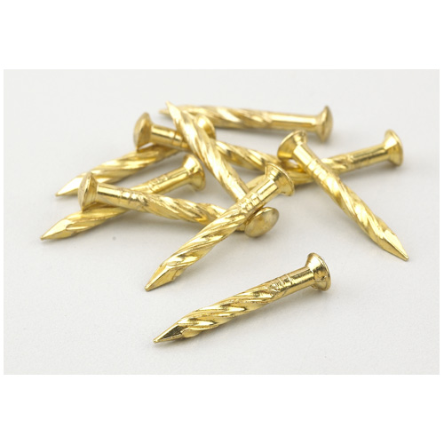 Onward Trim Nails - 7/8-in L - Spiral Shank - Solid Brass - 32 Per Pack