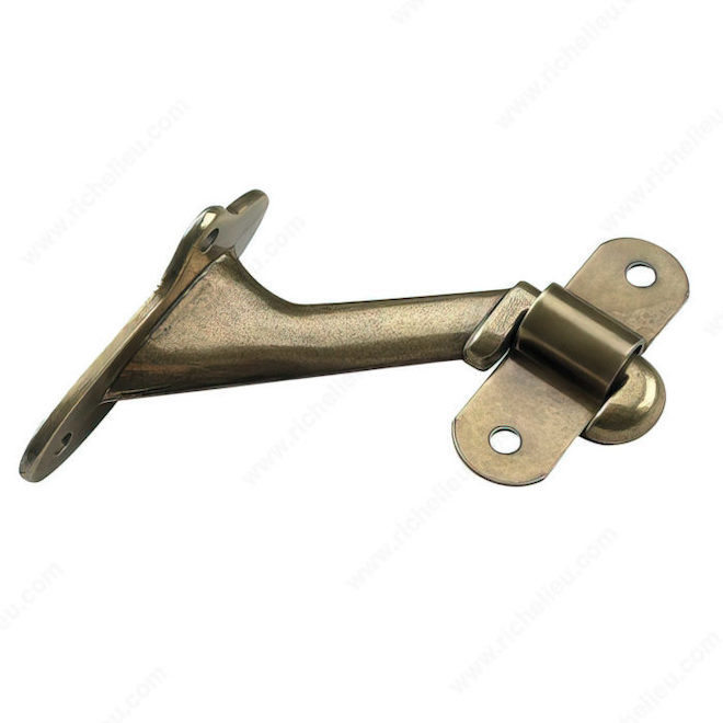 Onward Adjustable Hanger Handrail Brackets - Antique Brass Finish - Steel - 2 1/4-in H x 1 1/4-in W