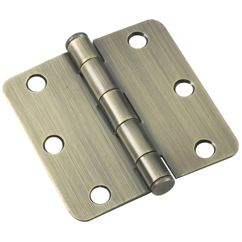 Onward Round Corner Hinges - Steel - Brass Finish - 3-in - 1/4-in Radius - Pack of 2