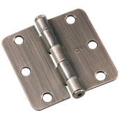 Onward Round Corner Hinges - Steel - Antique Copper - 3-in - 1/4-in Radius -Pack of 2