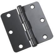 Onward Round Corner Hinges - Steel - Black - 3 1/2-in - 1/4-in Radius - Pack of 2