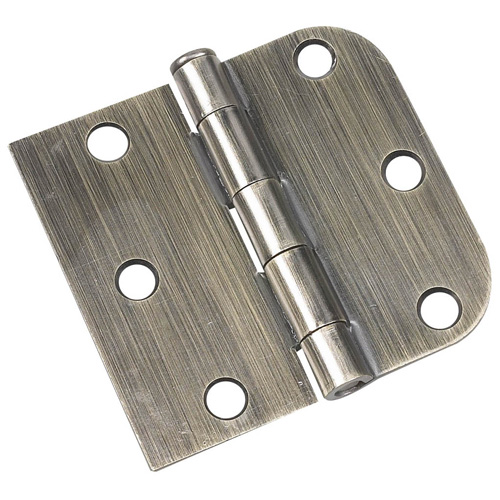 Onward Round Corner Hinges - Steel - 2-Pack - Antique Brass Finish