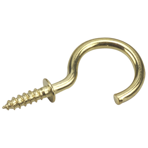 Cup Hook - 7/8" - Brass Finish - 5-Pack