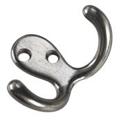 Onward Double Wardrobe Hooks - 1 59/64-in H x 2 53/64-in W - Antique Nickel - Metal