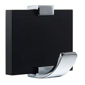 Richelieu Contemporary Single Metal Hook - 2 63/64-in H x 3 1/32-in W - Chrome and Black - Wood Base