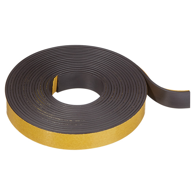Onward Adhesive Magnetic Strip Roll - 1/2-in W x 120-in L - Black - Peel-and-Stick Backing