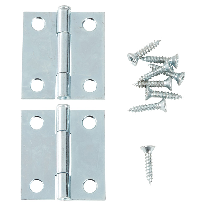 Onward Hardware Mortise Butt Hinge - Steel - Zinc-Plated - 2 Per Pack - 2-in H x 1 1/2-in W x 1/16-in T