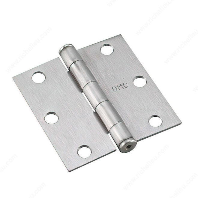 Onward Square Full Mortise Butt Hinge - 3-in W x 3-in H - Loose Pin - Brushed Chrome