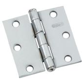 Onward Square Full Mortise Butt Hinge - 3-in W x 3-in H - Loose Pin - Brushed Chrome