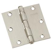 Onward Square Full Mortise Butt Hinge - 3 1/2-in W x 3 1/2-in H - Loose Pin - Brushed Nickel