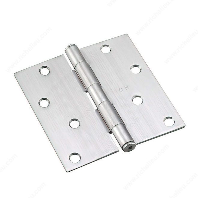 Onward Square Full Mortise Butt Hinge - 4-in W x 4-in H - Loose Pin - Brushed Chrome