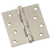 Onward Square Full Mortise Butt Hinge - 4-in W x 4-in H - Loose Pin - Brushed Nickel