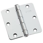 Onward Round Corner Mortise Butt Hinge - Steel - Chrome  - 3 1/2-in W - 1/4-in Pin Radius