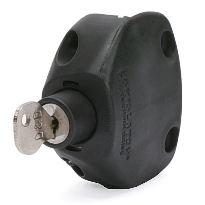 ONWARD Gate Latch with Press Button and 2 Keys - Steel and Black Polymere