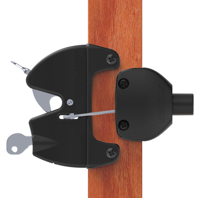 ONWARD Gate Latch with Press Button and 2 Keys - Steel and Black Polymere