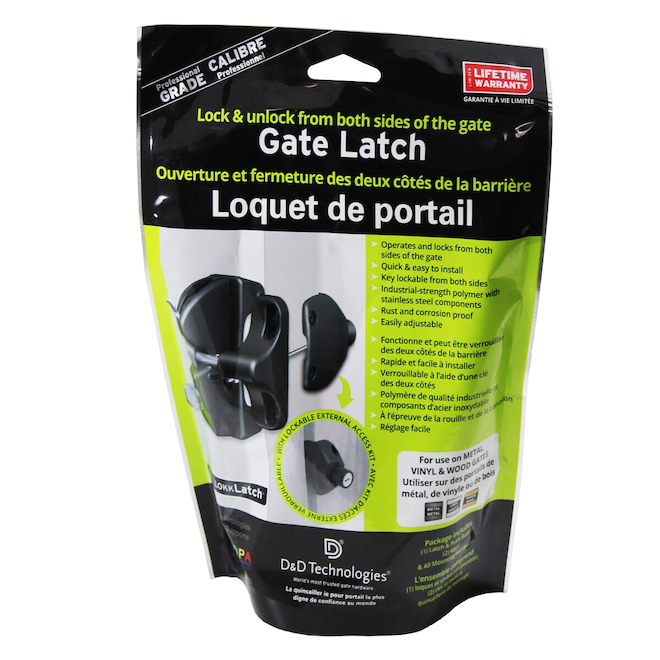 ONWARD Gate Latch with Press Button and 2 Keys - Steel and Black Polymere
