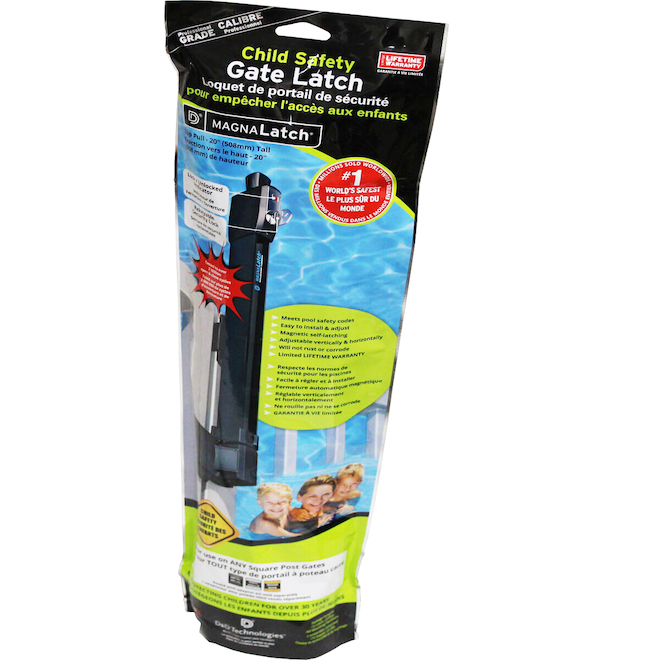 ONWARD Child Security Gate Latch 20.5-in with 2 Keys - Steel and Black Polymere